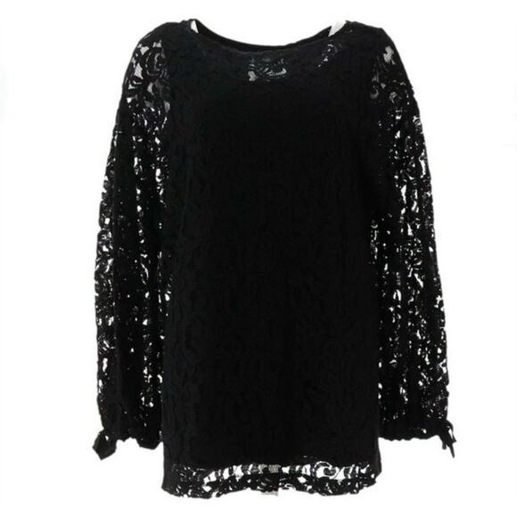 Dennis Basso Lace Tunic Shirt Tank Top Ivory - Picture 2 of 3